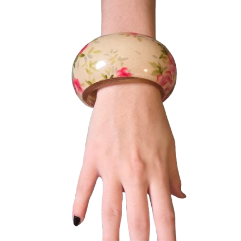 70's Vintage Floral Bangle Bracelet